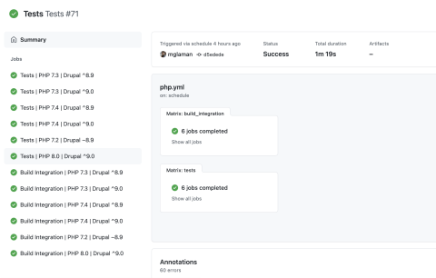 phpstan-drupal testing pipelines