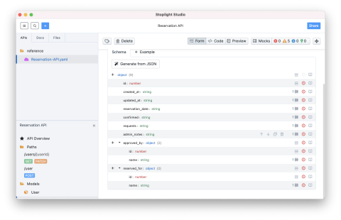 Updated Stoplight Studio reservation model