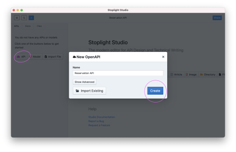 Add new API in Stoplight Studio