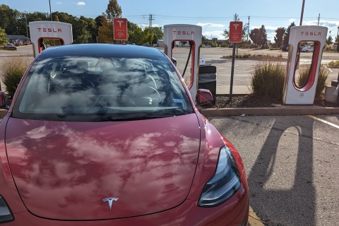 Tesla at a super charger
